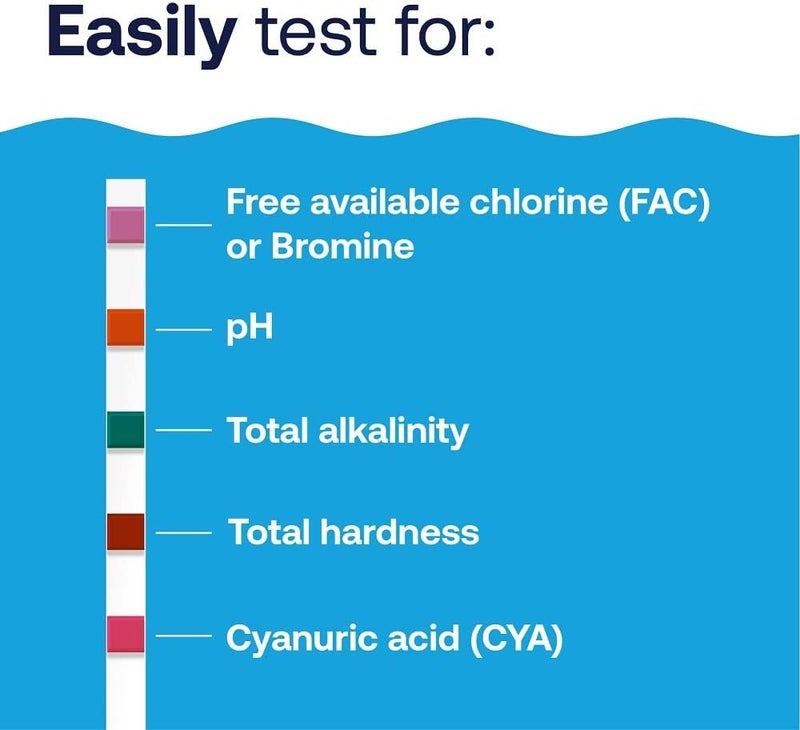 HTH 1276 Swimming Pool Care 6 Way Test Strips, Swimming Pool Water Chemical Tester, 30 Strips - Image 1